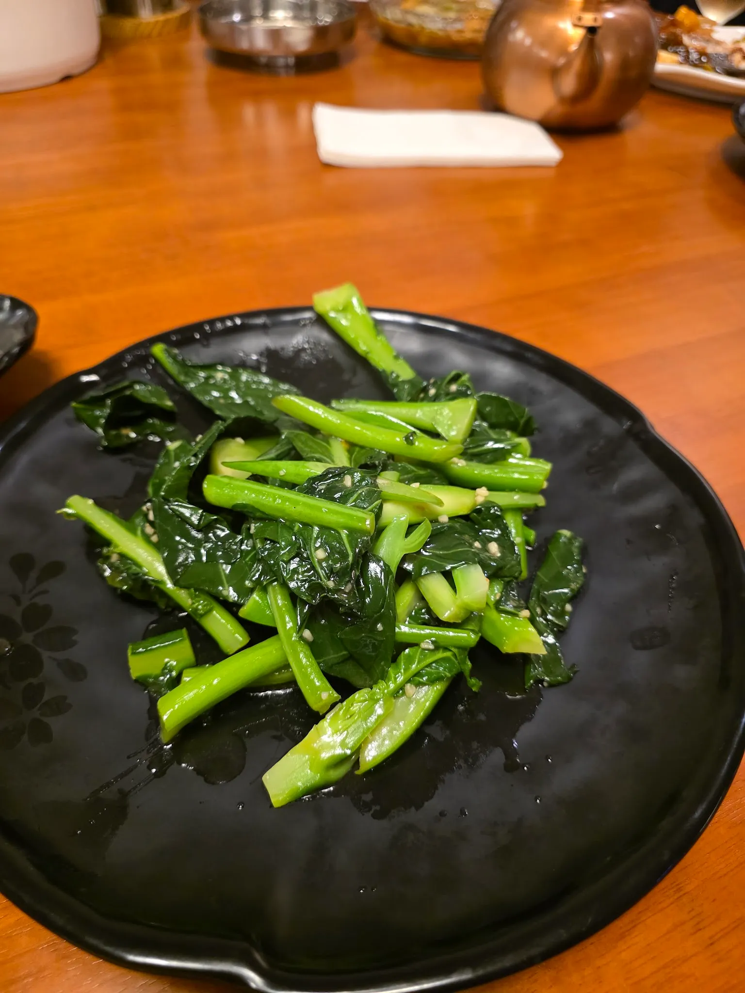 Stir-fried Chinese broccoli with sesame seeds